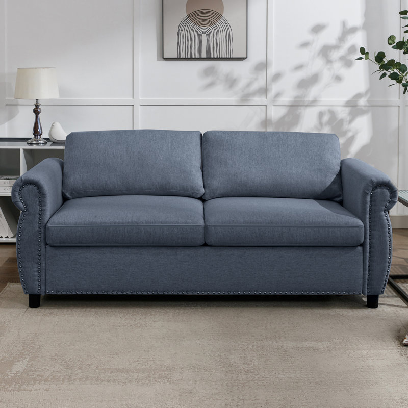 Canapé-lit rembourré Mishka, Velours gris, H 30,31 po x l 77,95 po x P 28,74 po