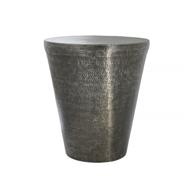 Accent Table, Drum, Side, End, Nightstand, Lamp, Grey Metal, Contemporary, Modern
