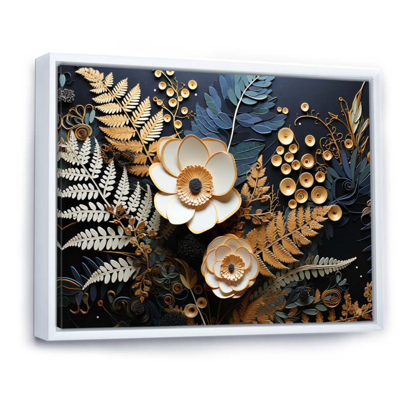 Ferns Copper Elegance I - Imprimé, H 12 po x l 20 po x P 1 po, Cadre flottant blanc