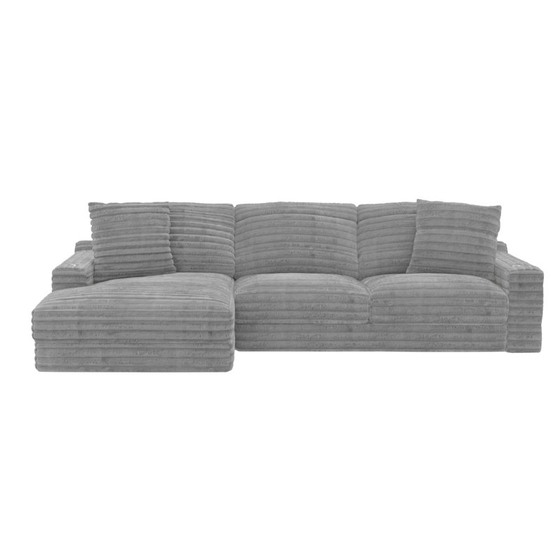 Canapé modulaire en tissu Ocossio, Polyester gris, Orienté à gauche (vu de face)