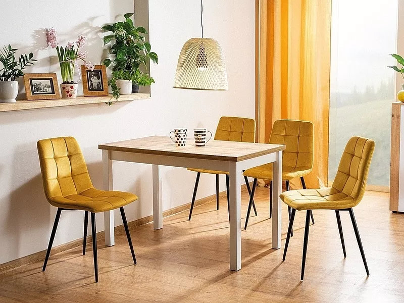 Ashlly Dining Table, H75 x L100 x W60cm, Oak Golden Craft, White