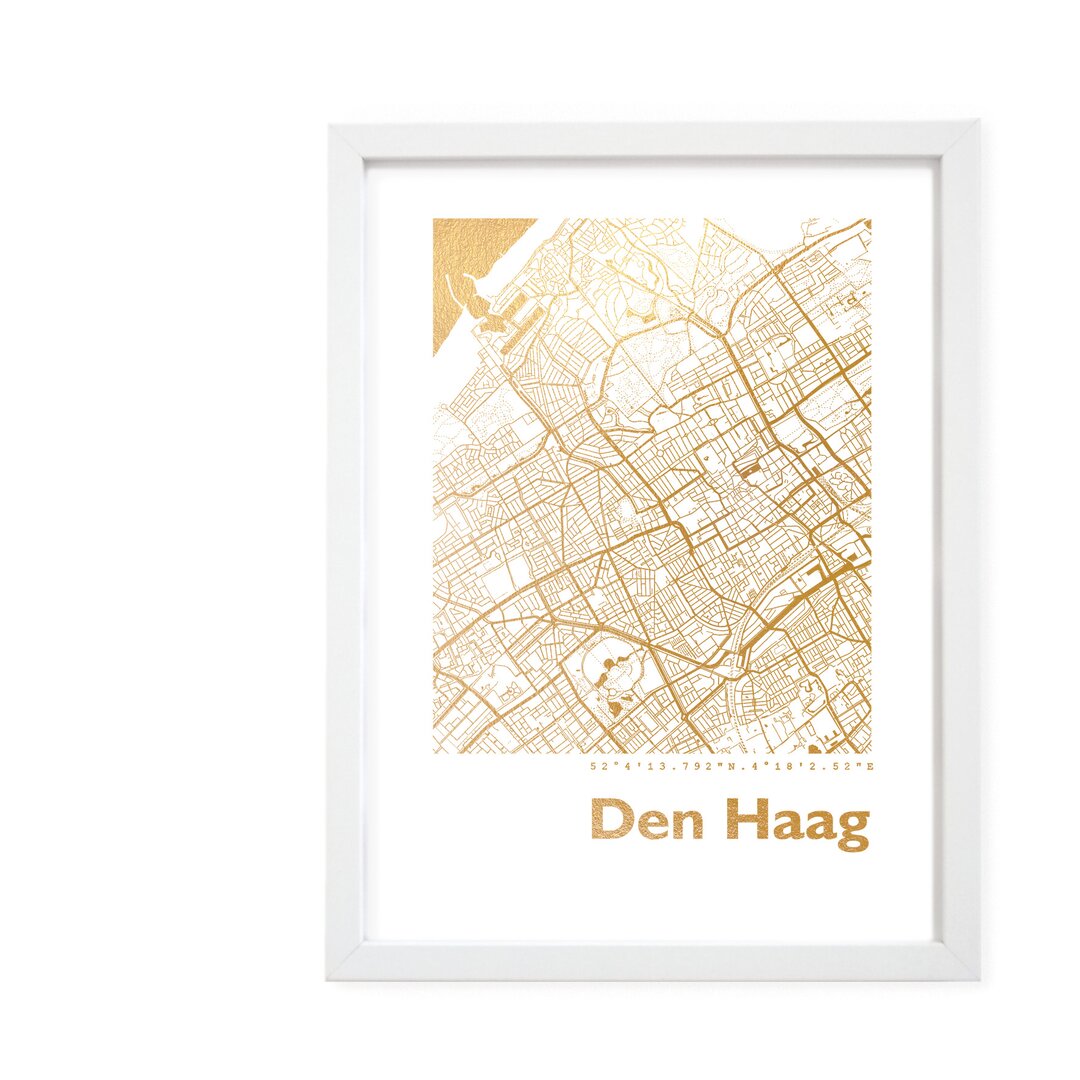 Gerahmtes Papierbild - Grafikdruck „The Hague Map”