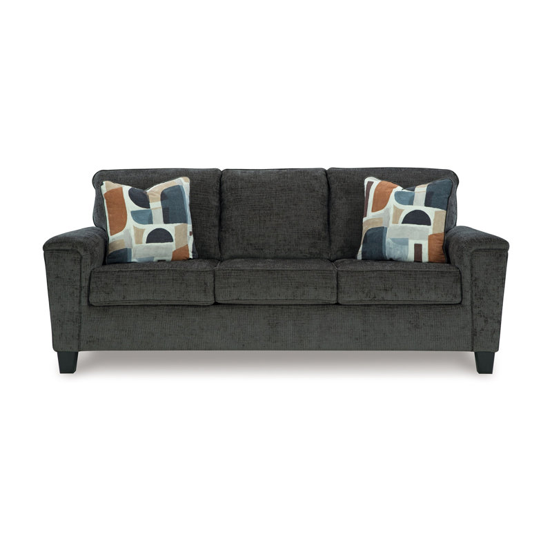 Canapé Erin, 2 coussins décoratifs, polyester pelucheux de 89 pouces, Gris foncé
