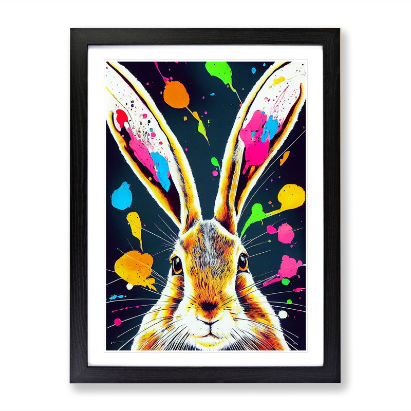 Paint Splashed Hare - Framed Print, Black, 64cm H x 46cm W x 2cm D