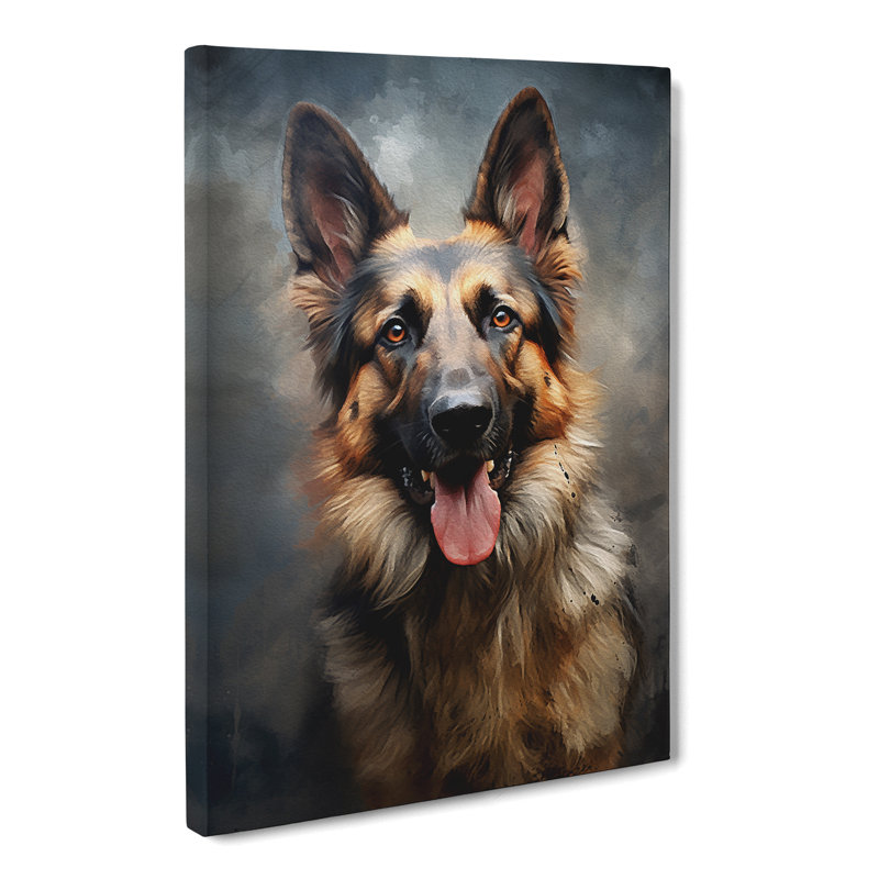 German Shepherd Digital - Wrapped Canvas Print, 50cm H x 35cm W x 3cm D