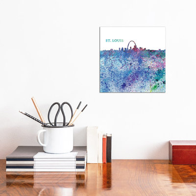 St Louis Missouri Skyline Silhouette Impressionistic Splash 1 Piece Wrapped Canvas Painting
