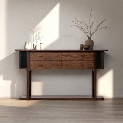 Retro Multifunctional Console Table with Drawers