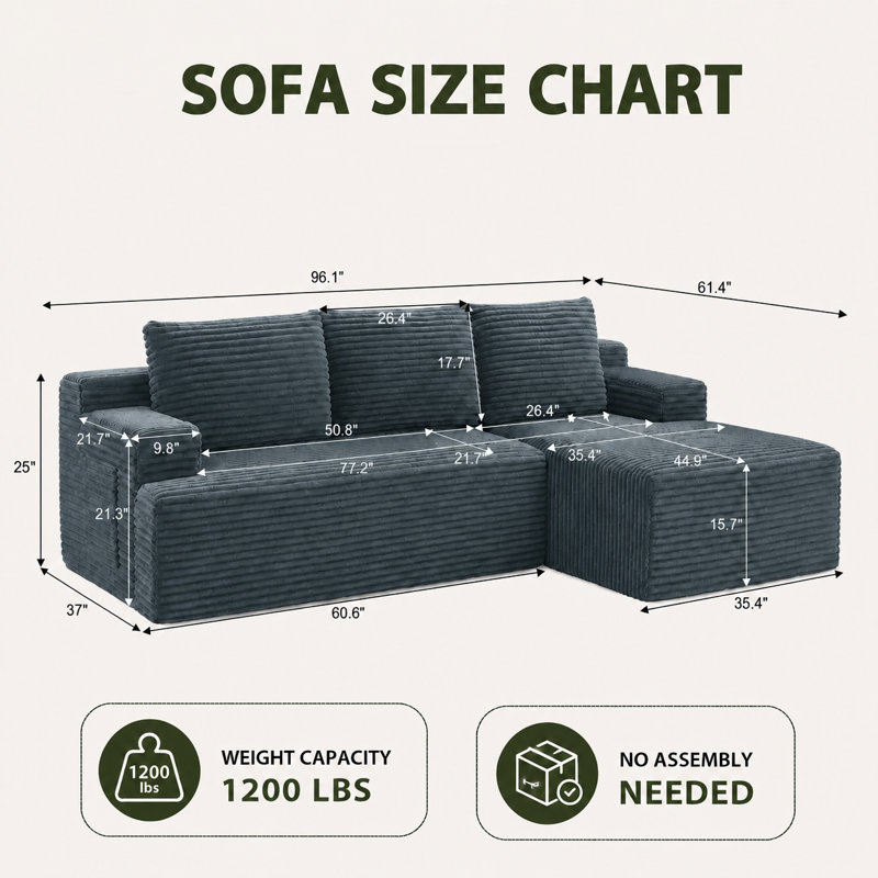 Canapé modulaire Boneless, Gris foncé, Orienté à droite