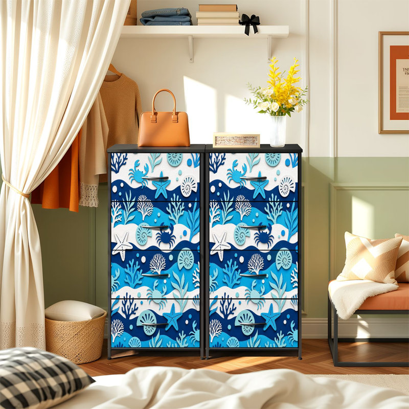 Commode de rangement verticale 4 tiroirs avec tiroirs en tissu sous l'eau