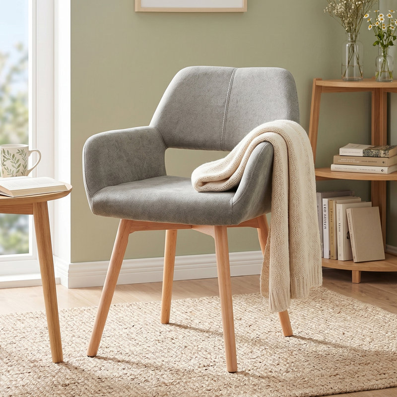 Chaise avec accoudoirs rembourrée Philodendron, gris