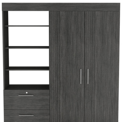  59" Gray Three Drawer Combo Dresser