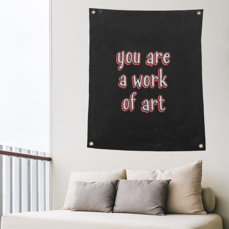 Tapisserie en polyester tableau noir quot, H 80 po x l 59 po, Rouge