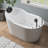 51 in. Acrylic Whirlpool Freestanding Bath Tub Oval Shaped with 6 Water Jets Soaking SPA,Single-Ended Massage Bathtubs with Black Pillow and Seat, White