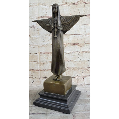 Original Milo Egyptian Princess Bronze Marble Sculpture Statue Art Deco Figurine