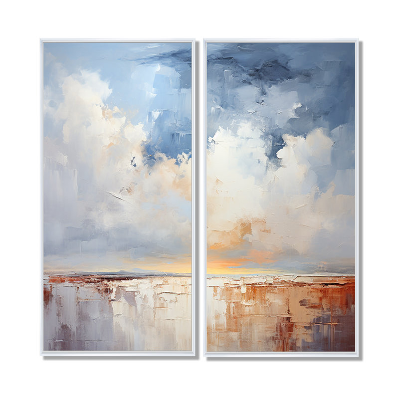 «Clouds Landscape Canopy Collage I», ensemble de 2 reproductions d'art sur toile, H 32 po x l 32 po, Blanc