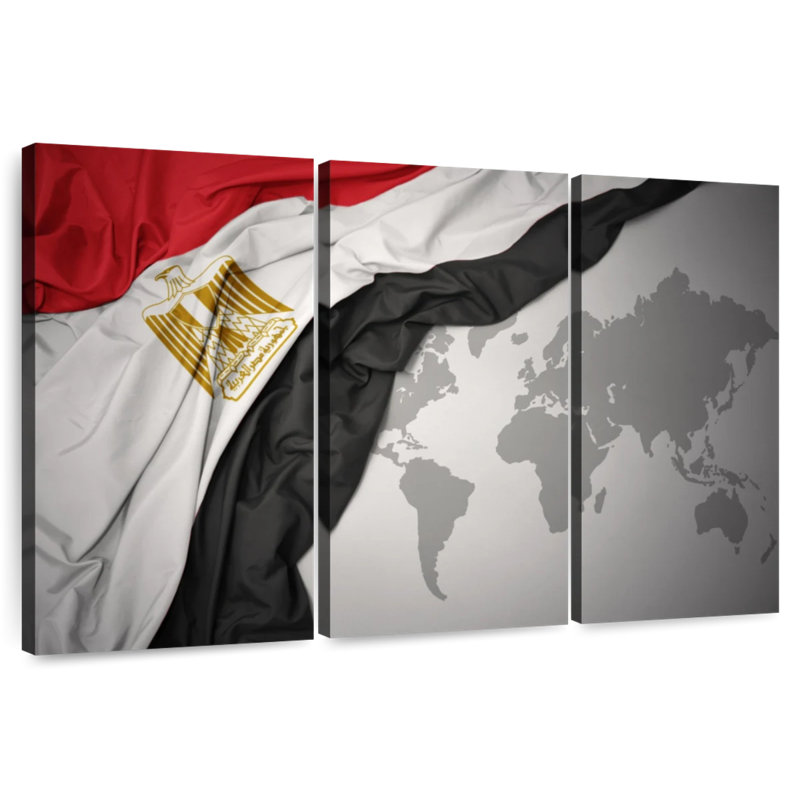 Egypt Flag On World Map, 24" H x 38" W