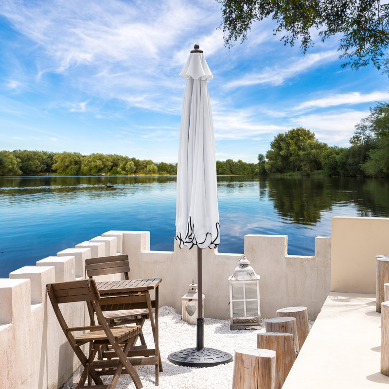 Parasol Adahir 108 avec contrepoids inclus, Blanc, Brun