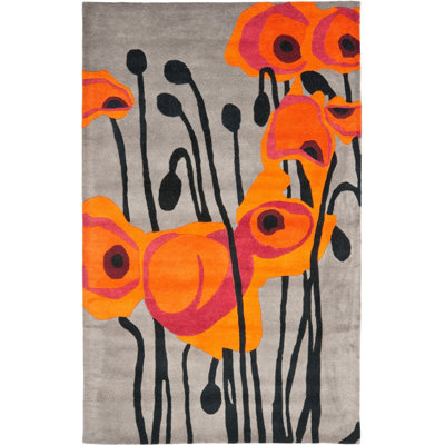 Tapis gris touffeté à la main Carolette