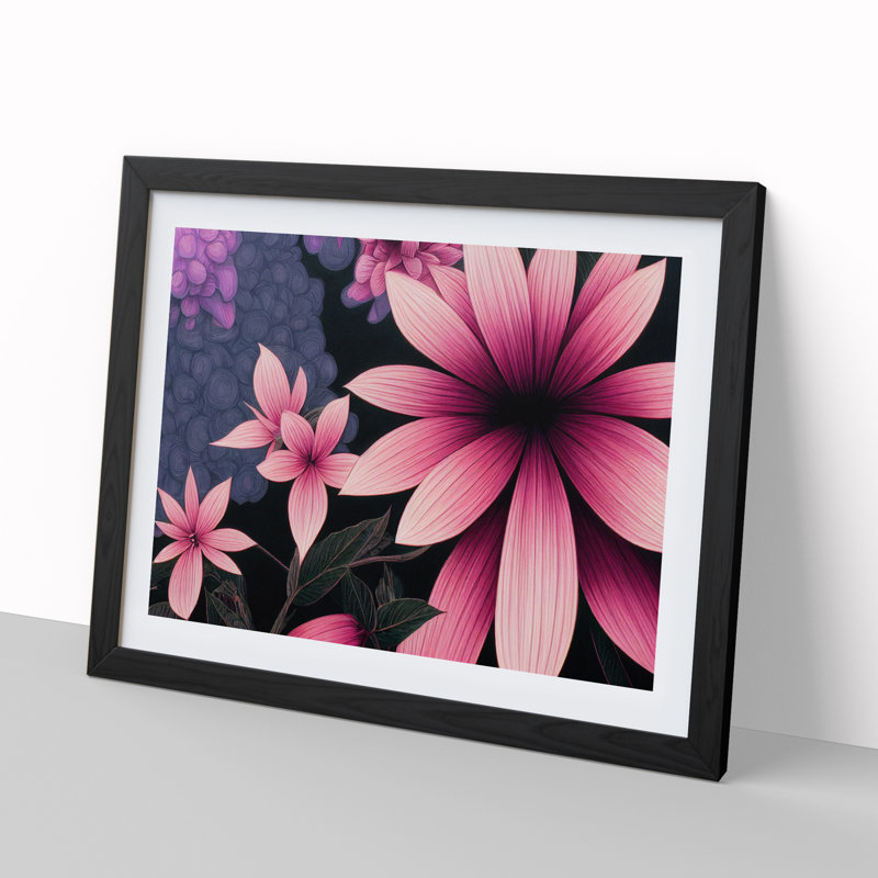 Beguiling Flowers - Single Picture Frame Print, 46cm H x 64cm W x 2cm D, Black Frame