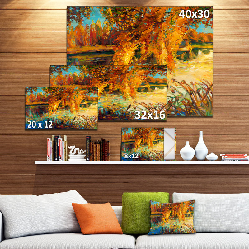 «Autumn Forest and Sky Landscape», reproduction sur toile tendue, H 16 po x l 32 po x P 1 po
