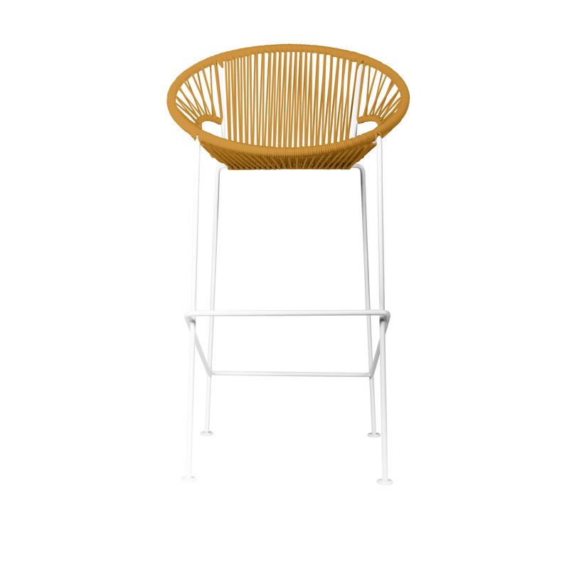 Tabouret de bar Alaena Puerto, Blanc, Caramel