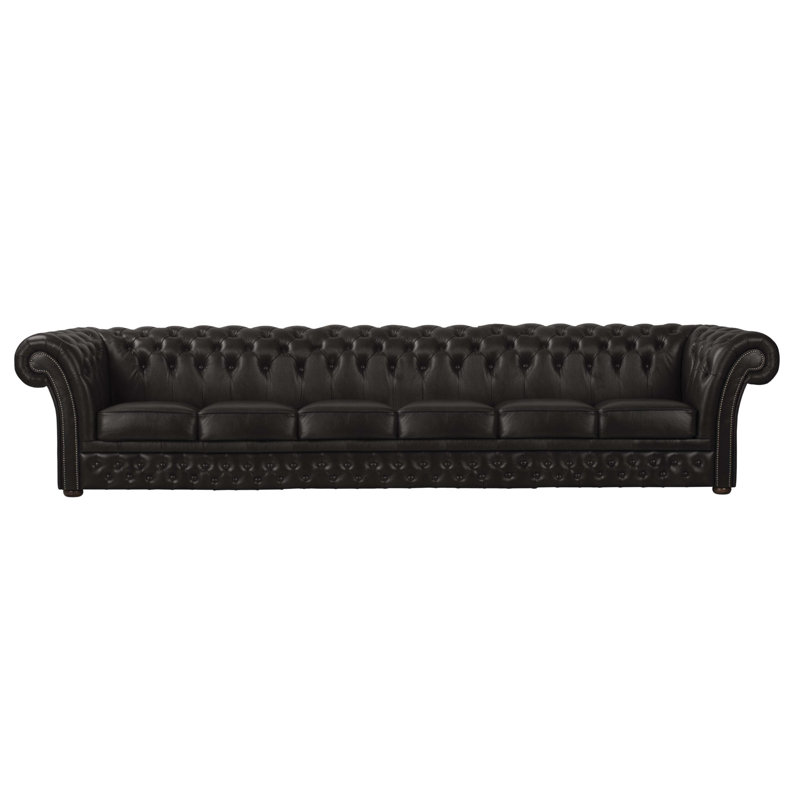 Tamico Genuine Leather Sofa, Black, 6