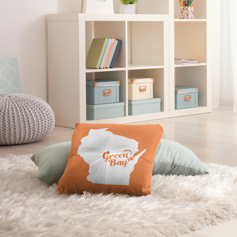 Coussin de sol touffeté nevada, 26 po x 26 po, Orange, Green Bay