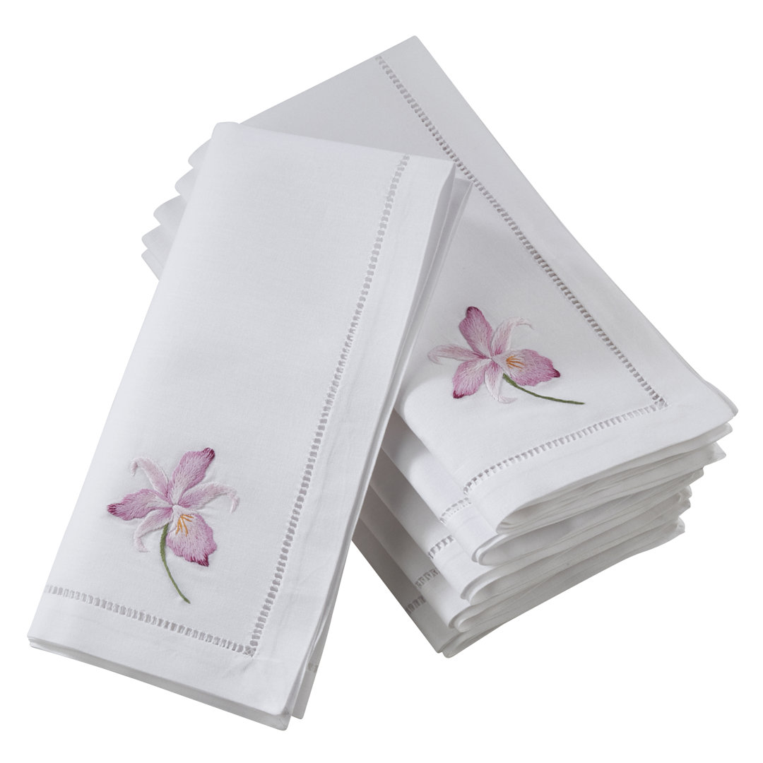 Chapdelaine Cotton Embroidered Square Napkin (Set of 6) Charlton Home®