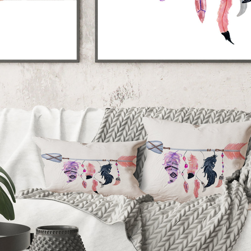 Coussin Boho Arrow With Feathers