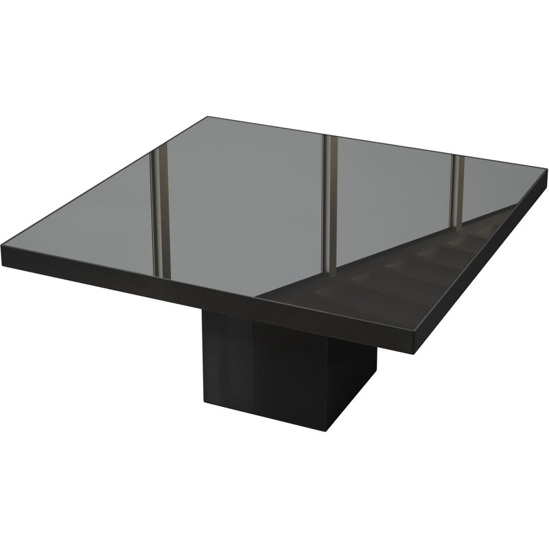 Square Glass Dining Table, Black/Glossy Black