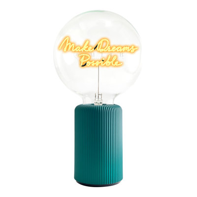 Bulb MAKE DREAMS POSSIBLE Amber with Base Table Lamp PORTABLE Pop Nomad