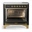 Cuisinière à induction 36 pouces avec 6 éléments à induction en noir brillant (garniture laiton) de la série Majestic III-124828878-124828848