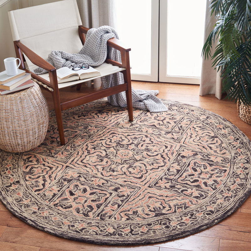 Tapis noir / rouge Rubalcava, Rond 6 pi