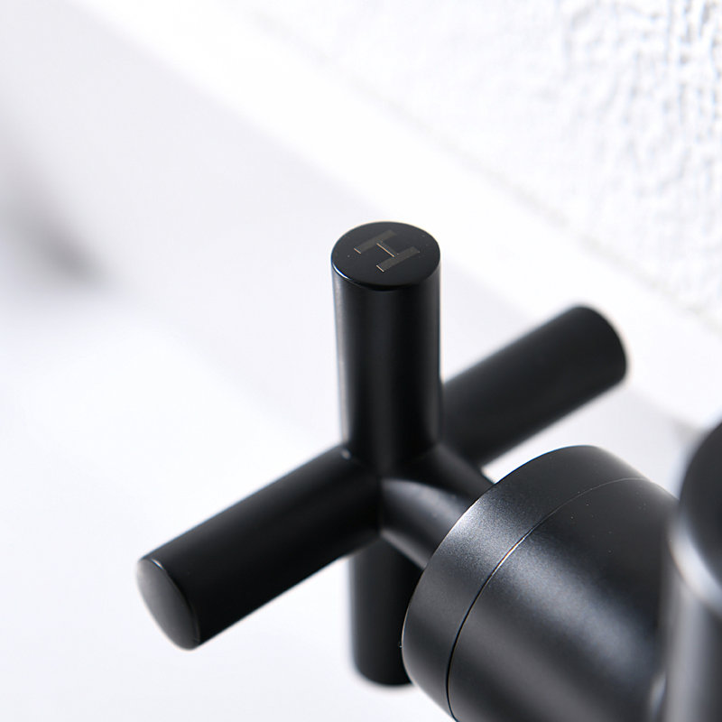 Centerset 2-handle Bathroom Faucet with Drain Assembly, Matte Black