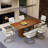 70 Inch Walnut Solid Wood Dining Table With Fluted Design And Brushed Gold Base-129584494-129584495