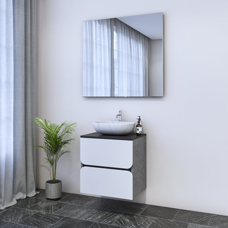 Kaydin 23.6'' Single Bathroom Vanity with Top, Black, White