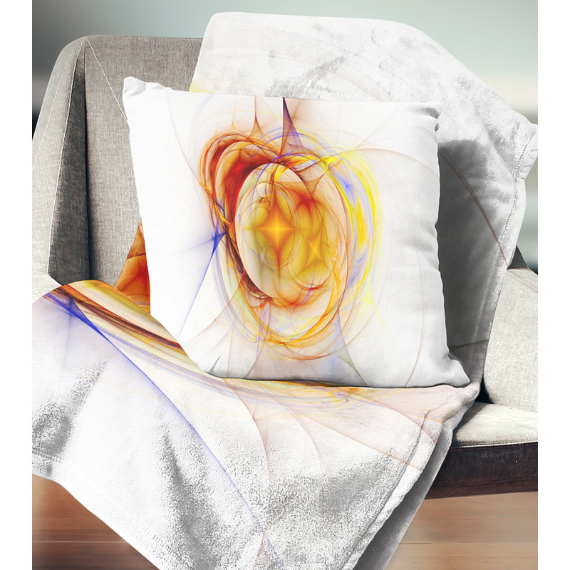 Supernova Explosion en blanc - coussin abstrait imprimé, 16 po x 1 po, Coussin décoratif