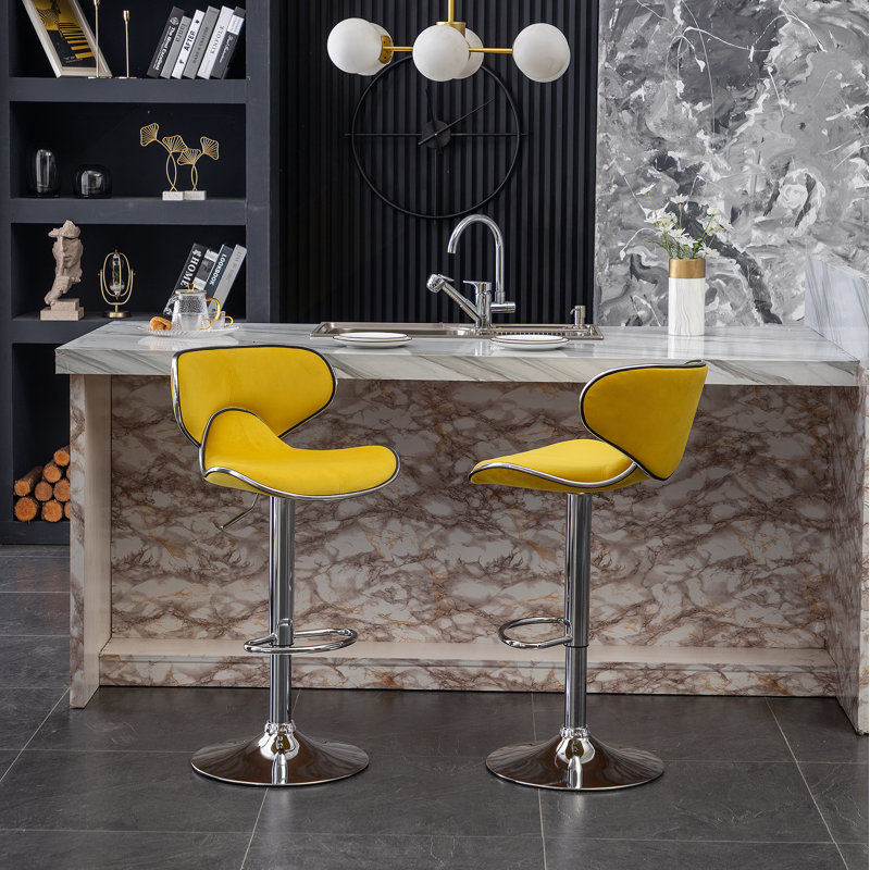 Tabouret de bar pivotant rembourré en velours Masaccio, ensemble de 2