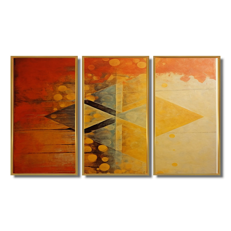 Cuong - ensemble de décoration murale géométrique, H 28 po x l 36 po, Doré
