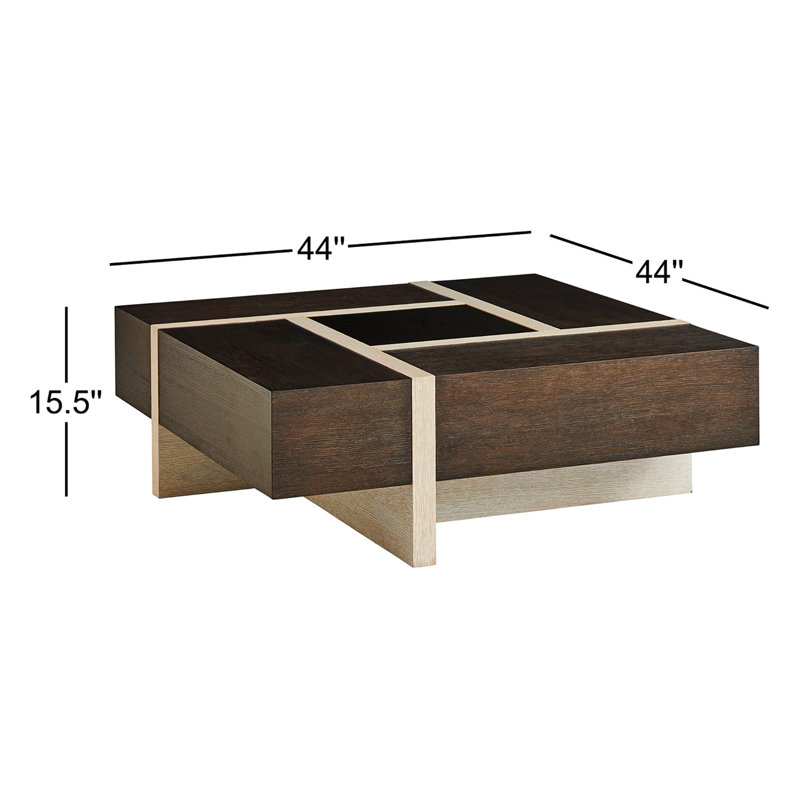 Carmel Solid Wood Cocktail Table, Dark Mocha Top/White Base