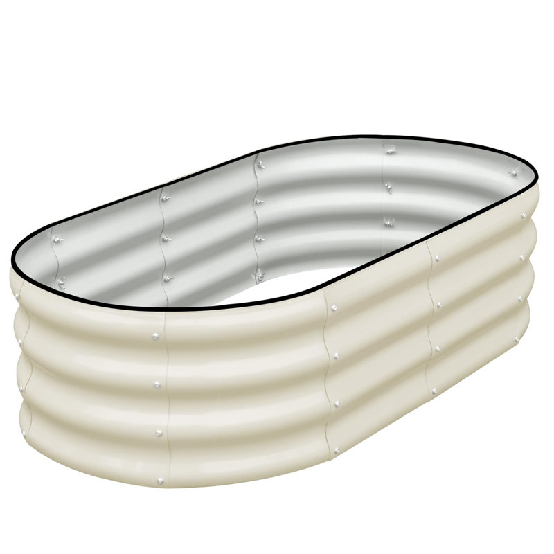 Lit de jardin surélevé galvanisé pour l'extérieur, H 11,8 po x l 46 po x P 23,6 po, Blanc