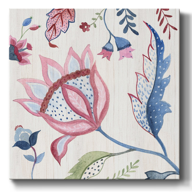 Motif floral jacobin III sur toile, H 32 po x l 32 po x P 1,5 po