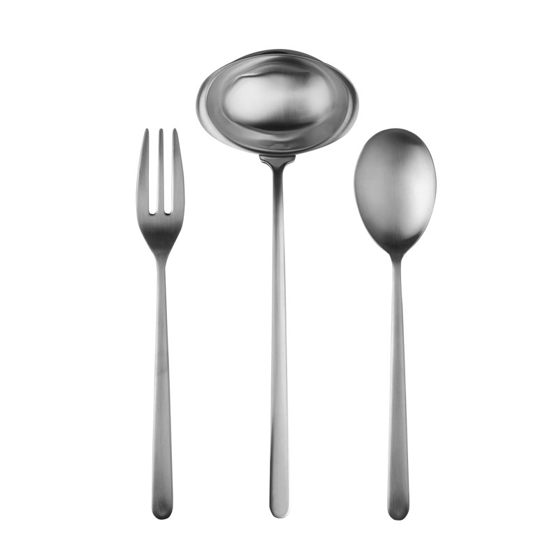 Linea 3 Piece Stainless Steel Hostess Set, Ice Silver