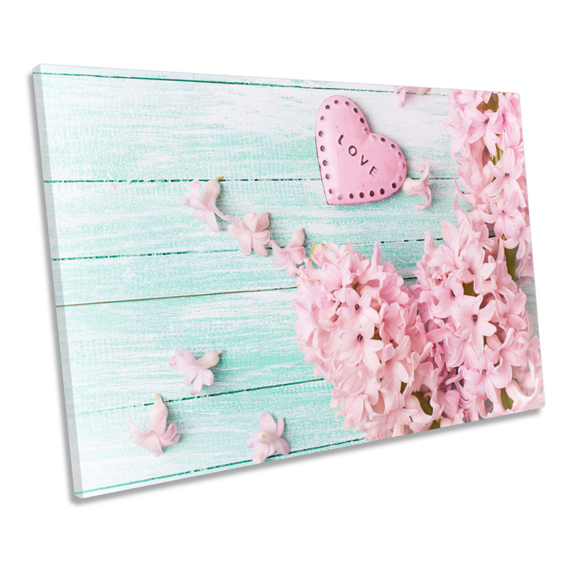 Love Heart Blossom Floral - Wrapped Canvas Print, 30.5cm H x 45.7cm W x 2cm D