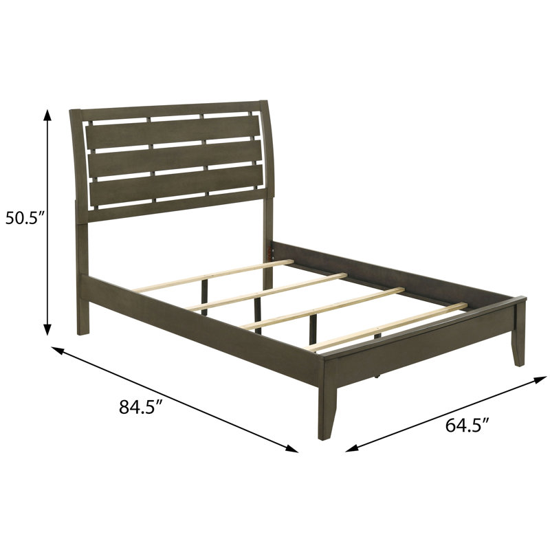 Grand lit moderne gris, offrant un sommeil confortable avec sommier à ressorts - Panneaux à lattes distinctifs et élégants
