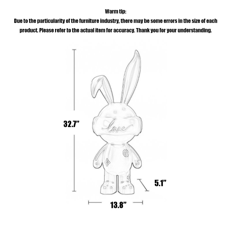Lapin pelucheux en résine, Beige