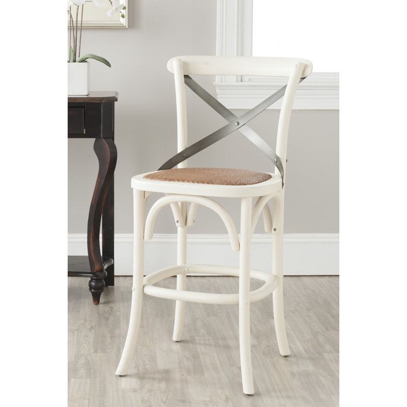 Tabouret Franklin, Blanc antique, Tabouret de comptoir (siège d'une hauteur de 24,2, Gris