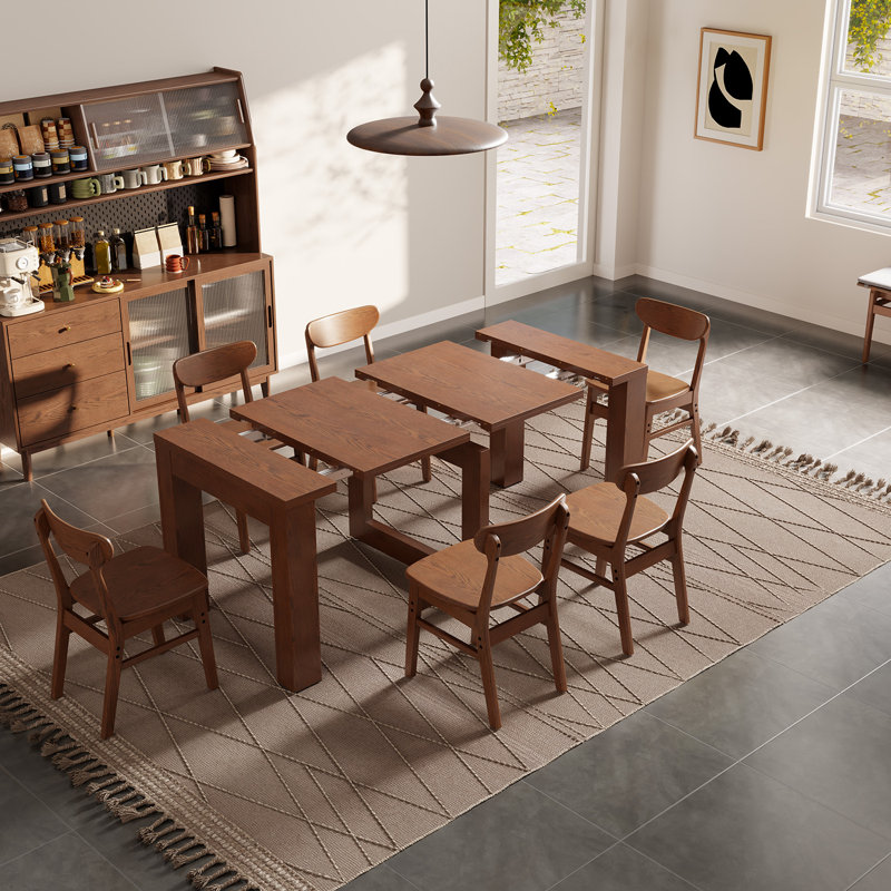 Table de salle à manger extensible de 17,7 po à 99,6 po de style Mid-Century moderne avec base robuste, table de cuisine rectangulaire extensible pour 2 à 10 personnes, table de salle à manger amovible et peu encombrante pour petits appartements et grands rassemblements