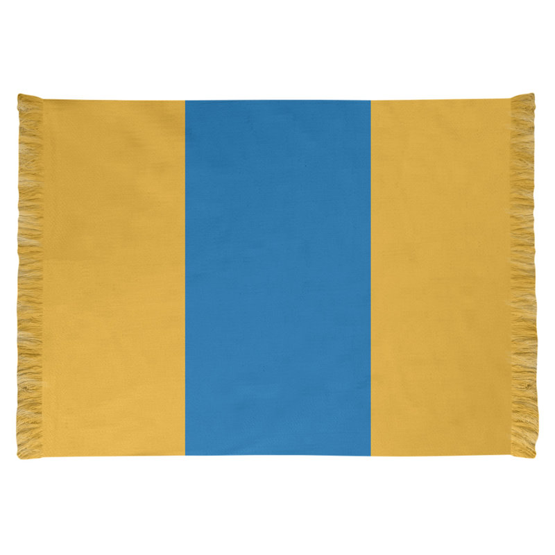 Tapis à rayures 4,6' x 5,5' jaune/royal blue area