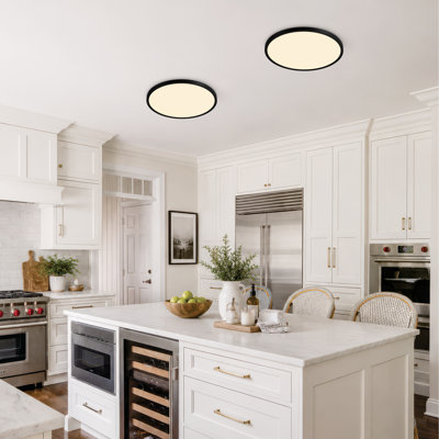 Ensemble de 6 plafonniers encastrés à DEL noirs de 9 po, à intensité variable et 5CCT 2700K / 3500K / 4000K / 5000K / 6500K, 18W, 1800LM, montage encastré pour cuisine, chambre à coucher, couloir, porche